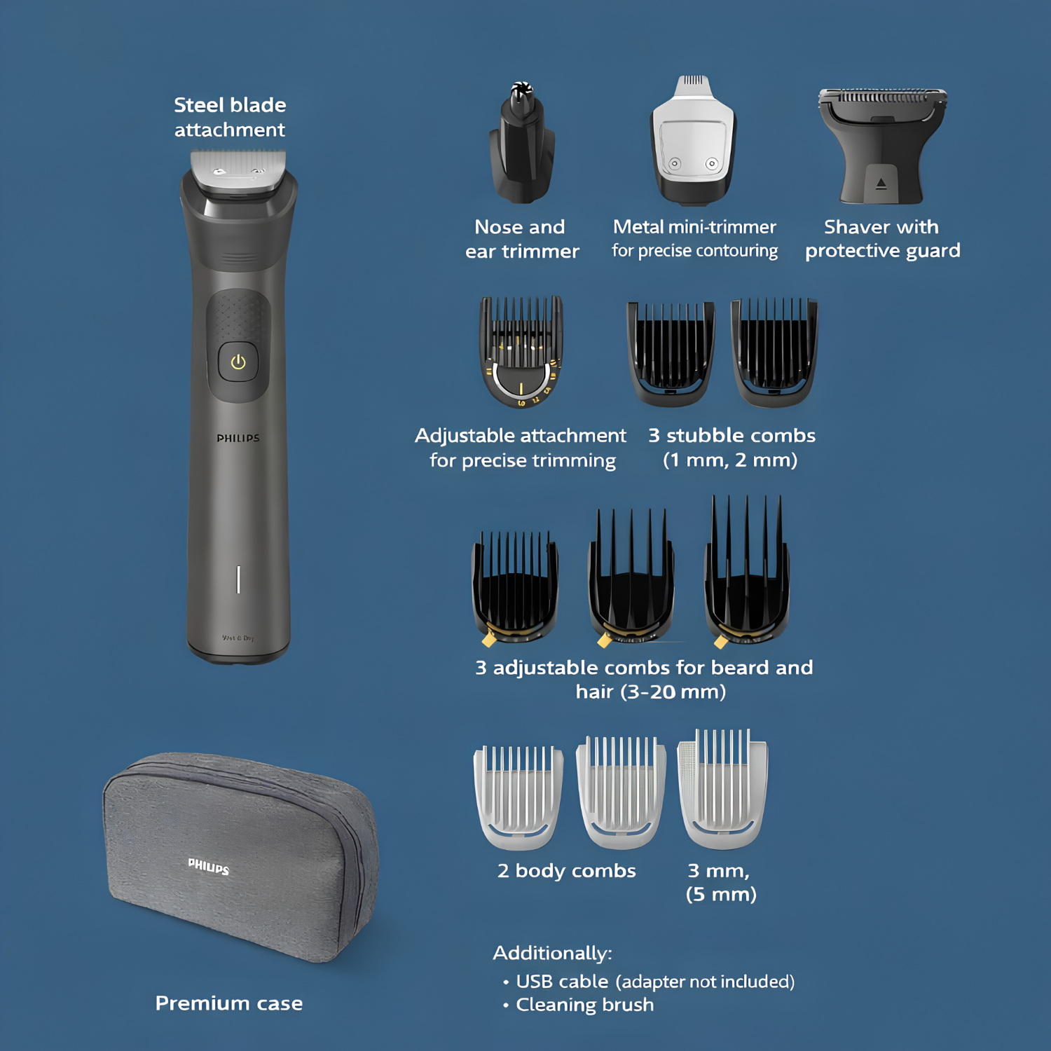 Philips All in &nbsp;One Trimmer 7000 Series 14 in 1 Face, Hair and Body Grooming Kit MG7940/75