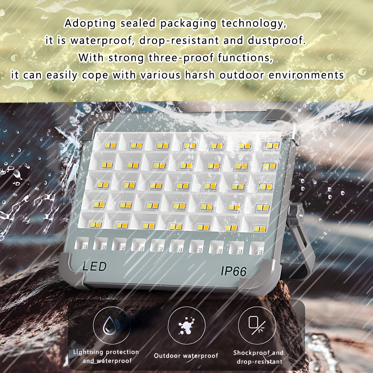 Solar LED Light with Magnetic Mount, USB Charging and IP66 Waterproof
