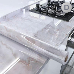 Waterproof Non-slip Self-Adhesive Marble Pattern Kitchen Wallpaper Sticker Pattern D