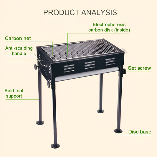 Folding Outdoor Barbecue BBQ Grill Stand (49 x 30 x 59 cm)