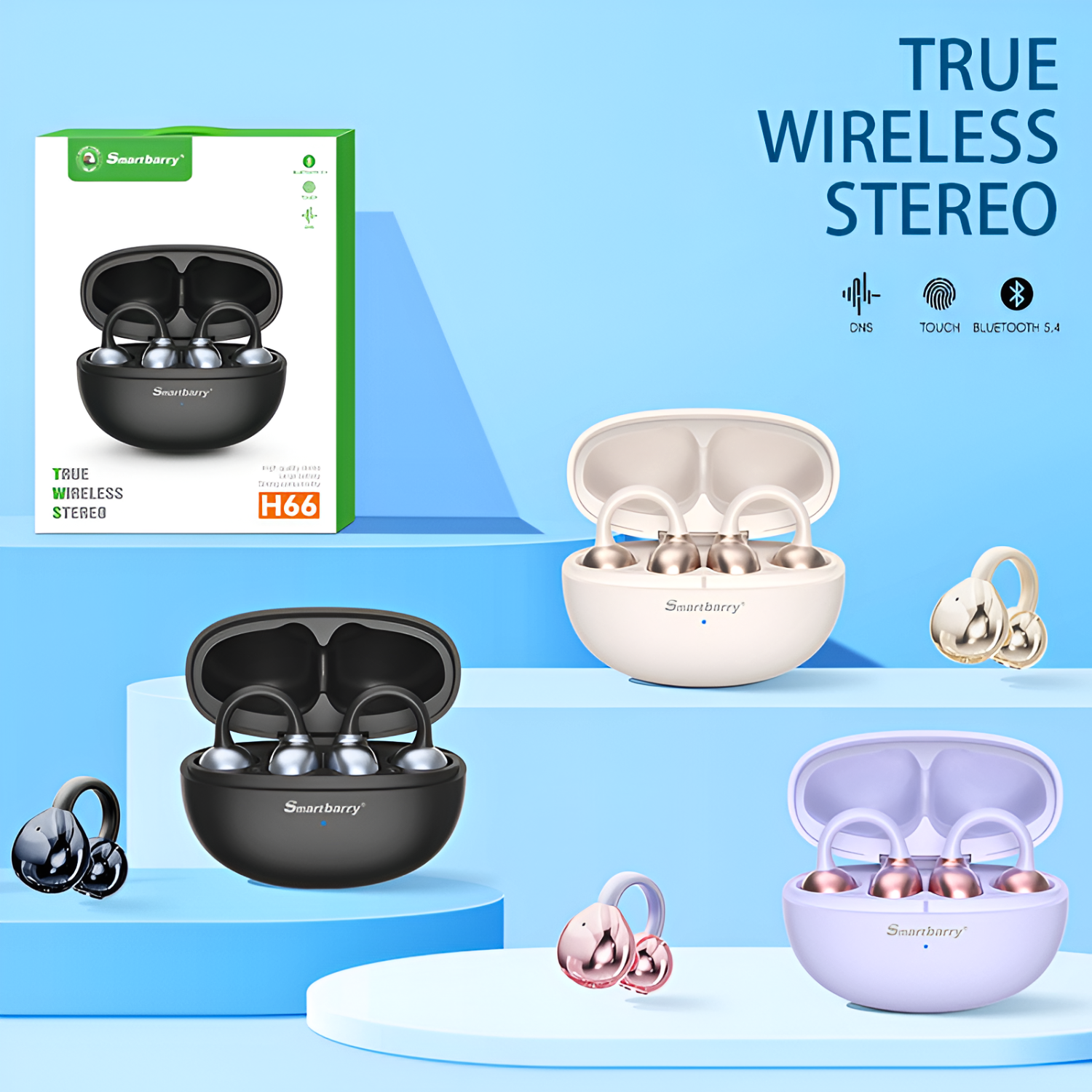 Smartbarry H66 Clip-On TWS Wireless Earphones