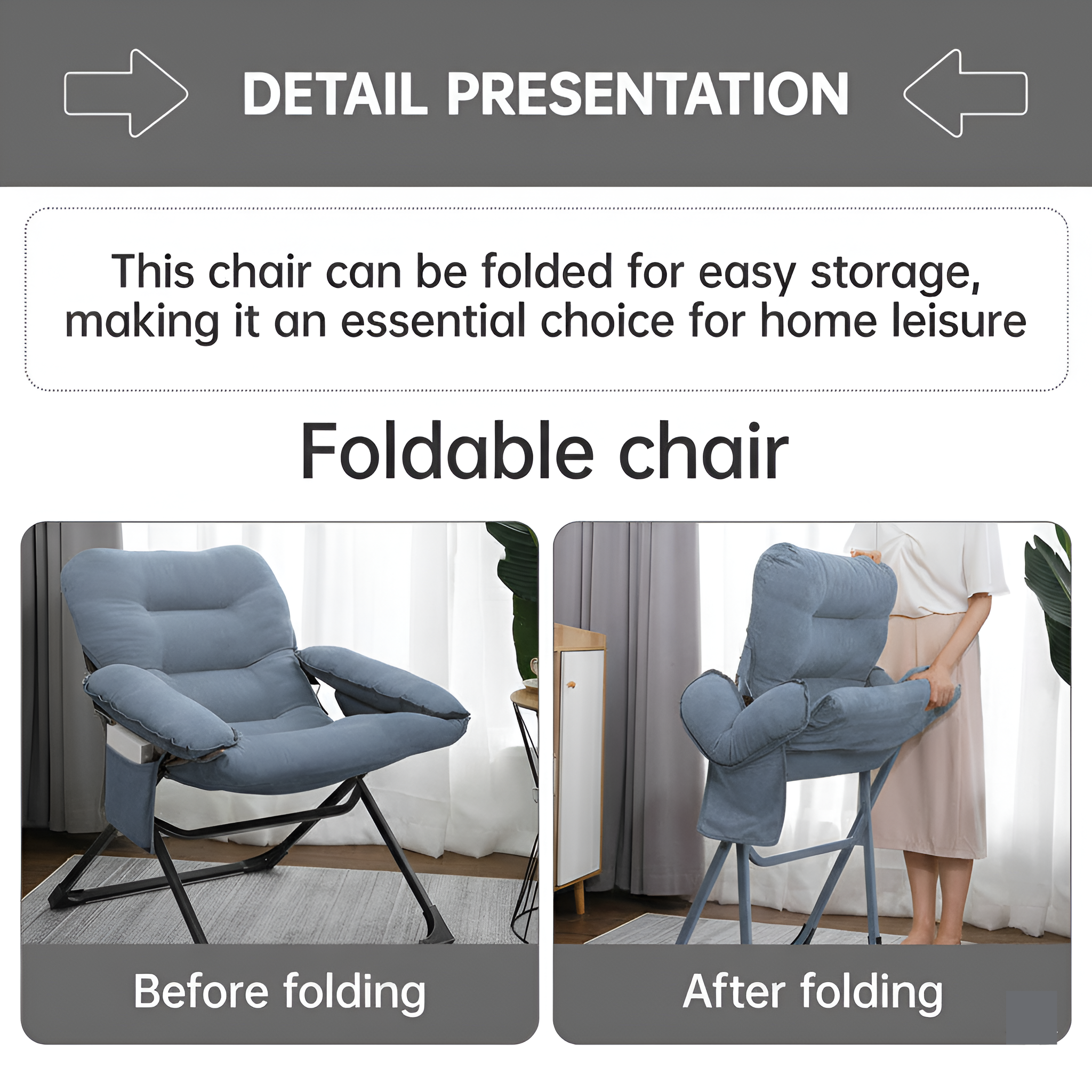 Lazy Lounge Chair Recliner Sofa, Cushioned Relaxing Chair with Side Pocket & Arm Rest