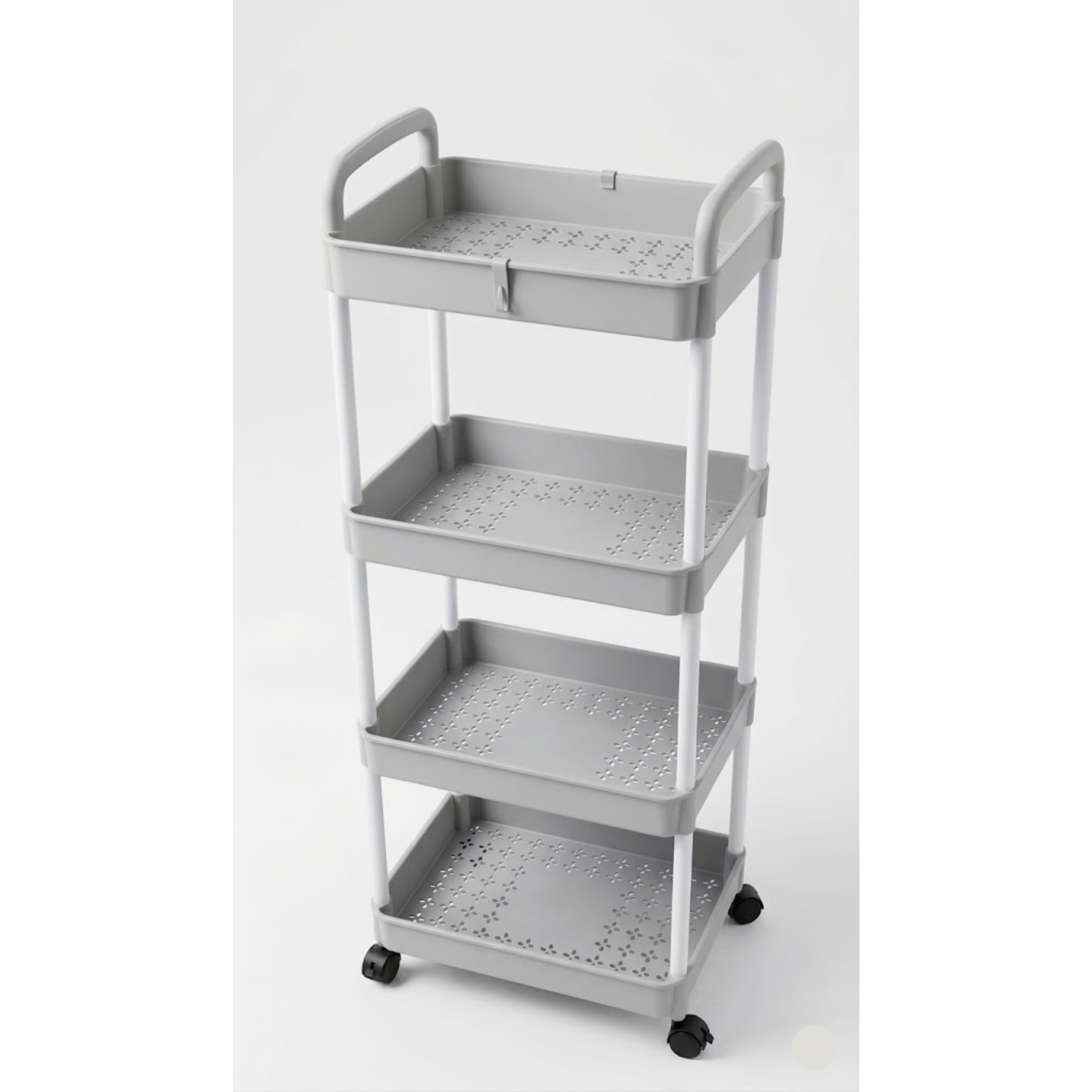 4 Tier Multipurpose Kitchen Trolley Rack with Wheels White
