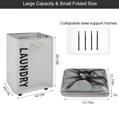 80 Liter Collapsible Laundry Basket with Wheel