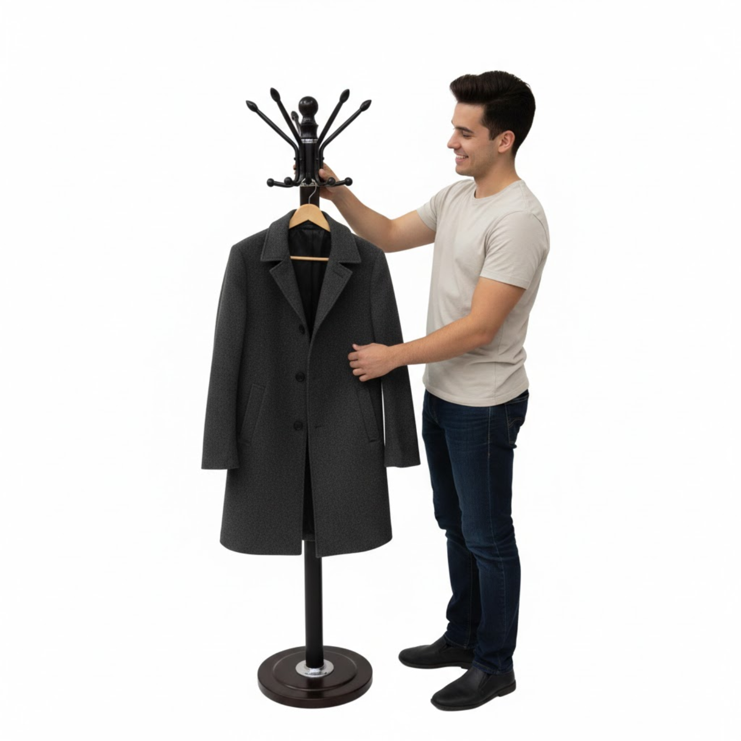 Standing Coat Hanger with Hanging Hooks