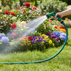 15 Meter Flexible PVC Garden Hose Pipe with Adjustable Spray Gun Nozzle Set