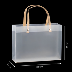 Translucent Plastic Gift Bag with Handle - Pack of 10 Pieces