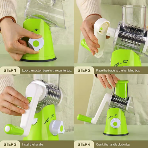 Manual Vegetable Cutter - Rotary Vegetable Slicer Shredder Chopper Machine