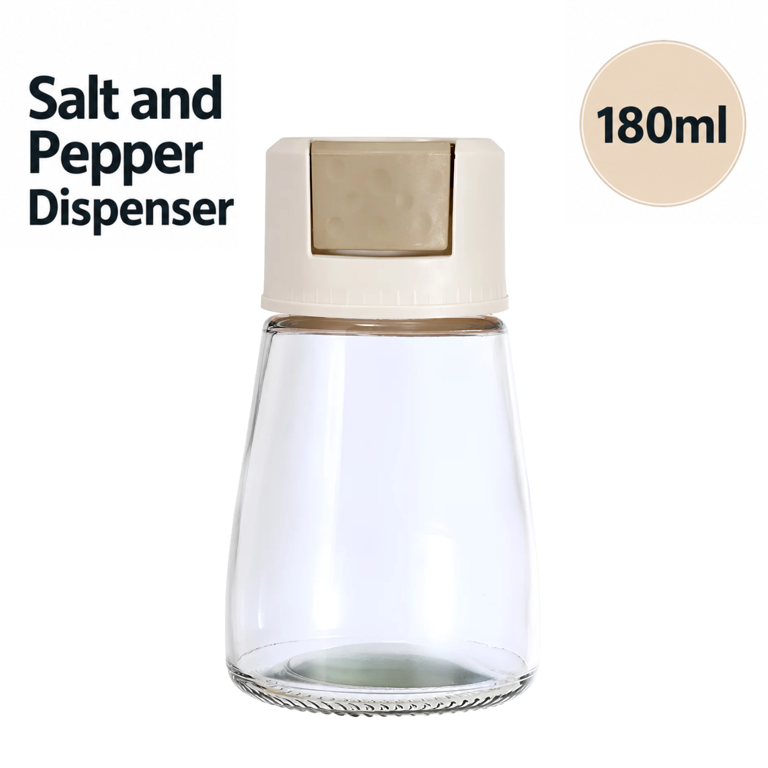Salt and Pepper Dispenser for Kitchen, with Precise 0.5g Push Dispenser Beige