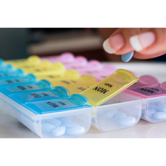 7 Day Weekly Pill Organizer Box, Three-Times-a-Day Tablet Medicine Storage