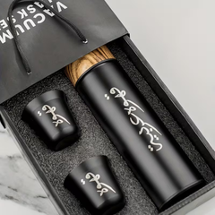 3 IN 1 500ml Thermal Vacuum Flask with 2 Arabic Coffee Gahwa Cups [GIFT EDITION] Black