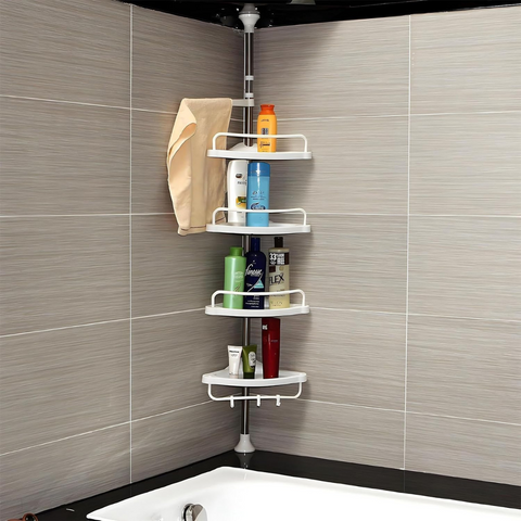 4 Layer Bathroom Corner Telescopic Adjustable Organizer Tower Rack