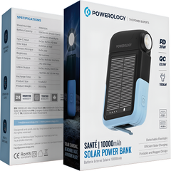 Powerology Sante 10000mAh Solar Power Bank with Detachable Flashlight