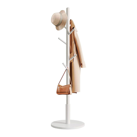 Straight Wooden Coat Hanger Clothes Stand with 8 Hooks