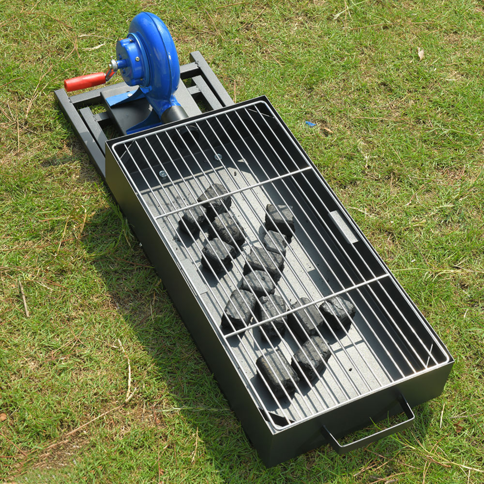 Folding BBQ Grill with Blower Fan for Outdoor Camping