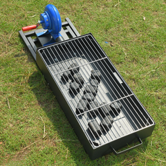 Folding BBQ Grill with Blower Fan for Outdoor Camping