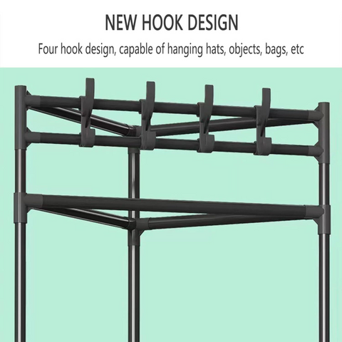 3 Layer Corner Coat Rack with Hooks