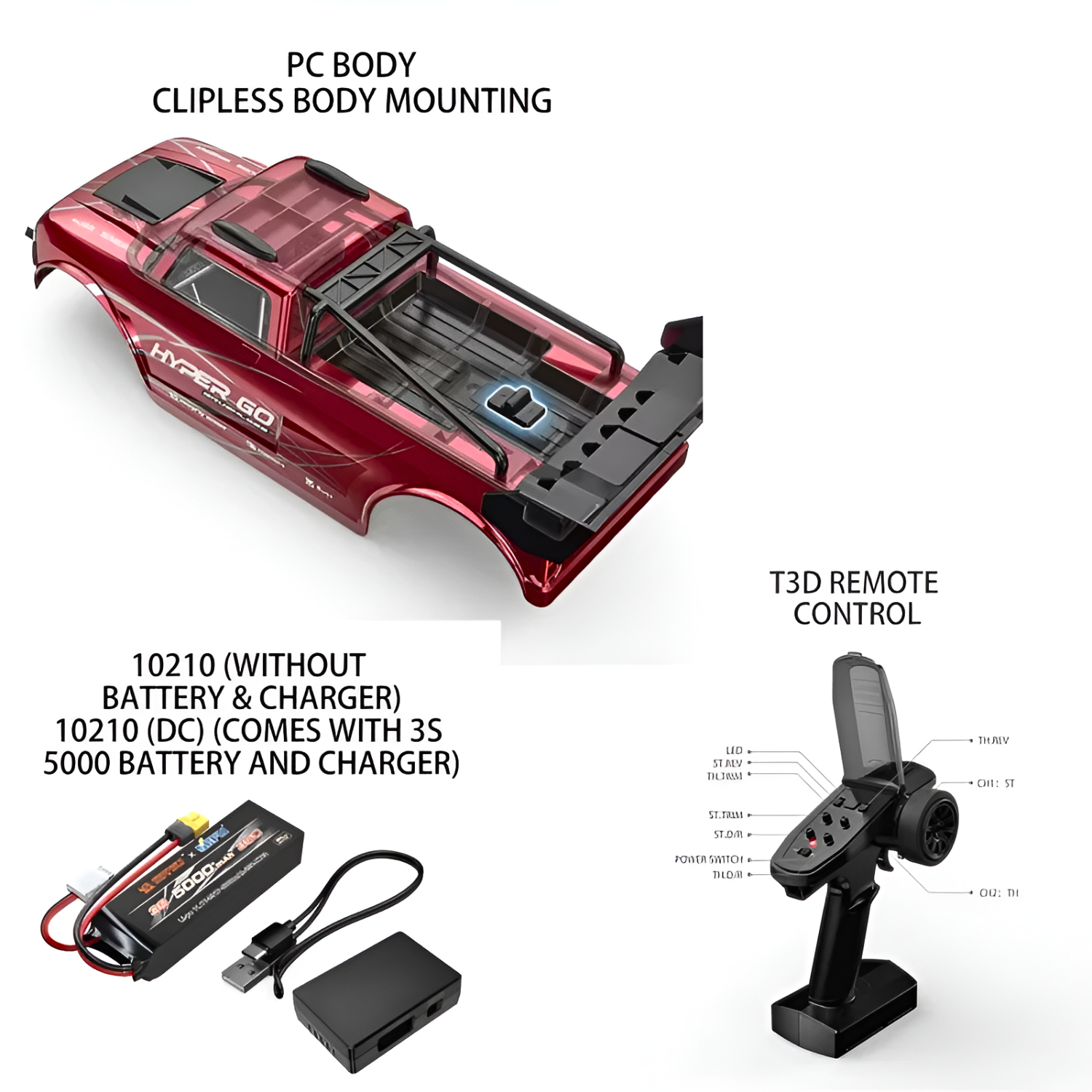 MJX Hyper Go 10210 1:10 2.4GHz 4WD Brushless High Speed Off Road RC Monster Truck
