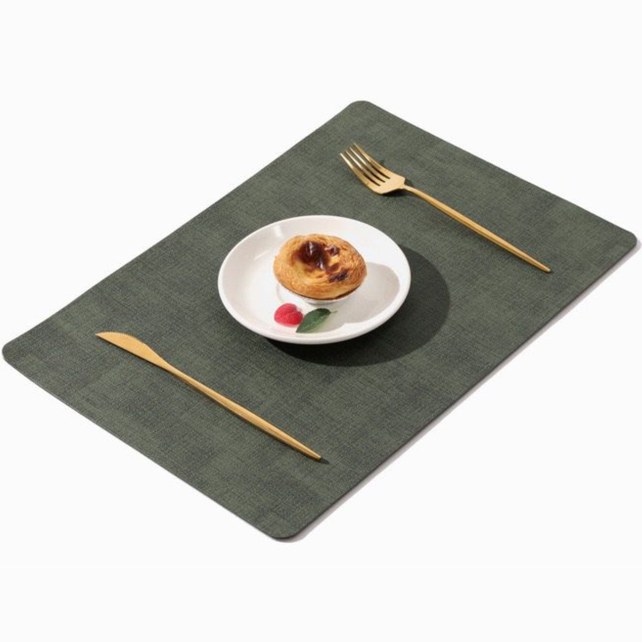 Waterproof Non-Slip Double-Sided Western Style Leather Placemats for Dining Table Dark Green