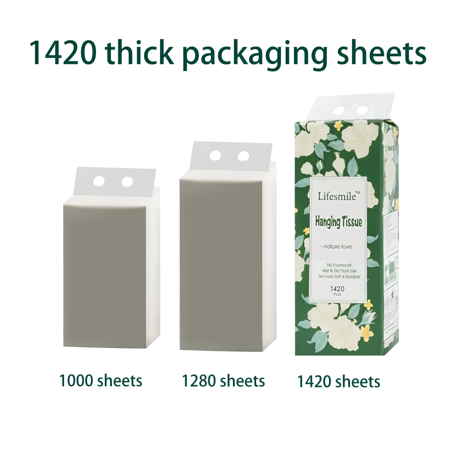 Lifesmile Hanging Tissue 1420 Sheets Nature Love Soft Floral Design