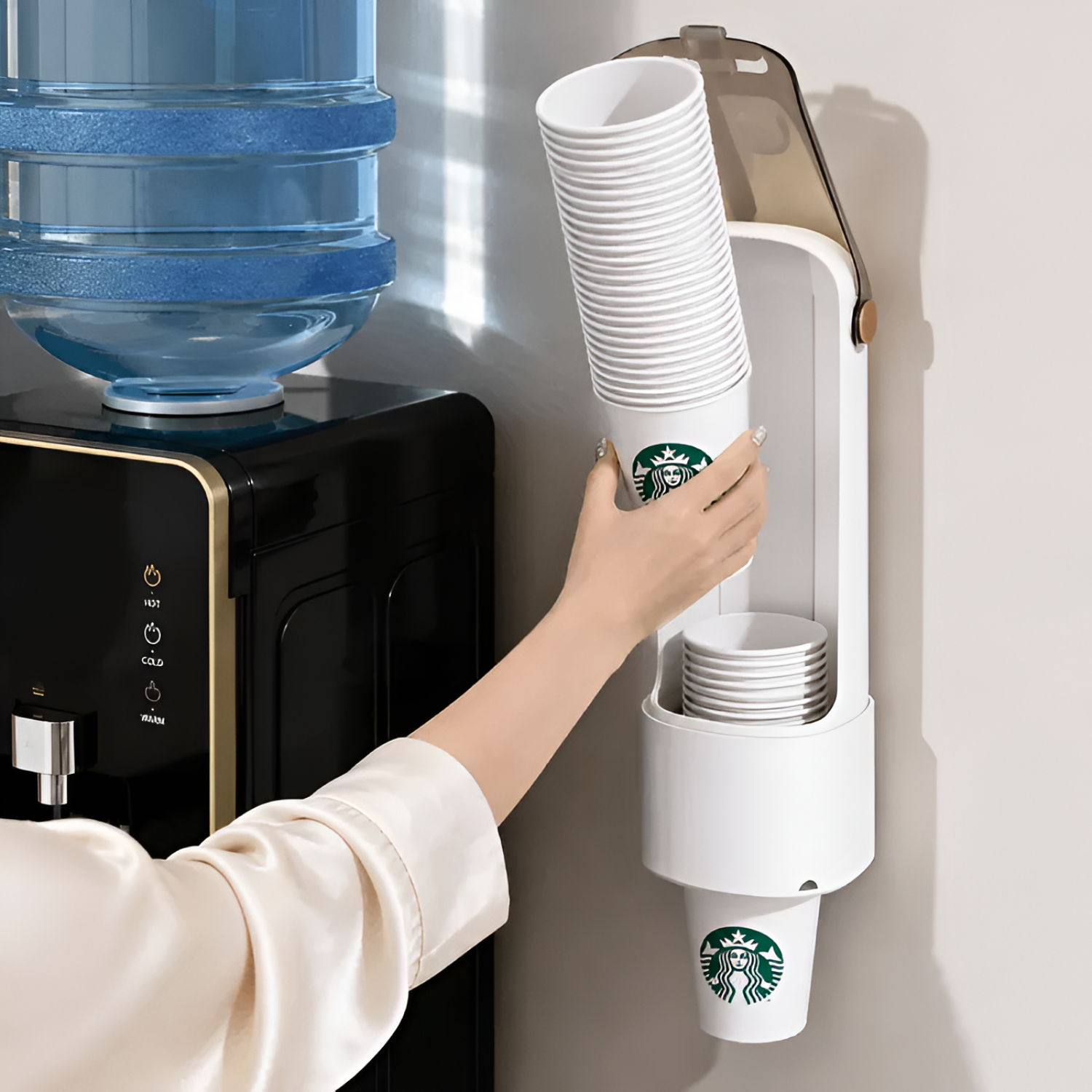 Wall Mounted Disposable Paper Cup Dispenser with Dustproof Holder