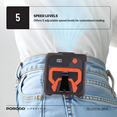 Porodo Multifunction Cooling Waist Fan with Power Bank and Flashlight