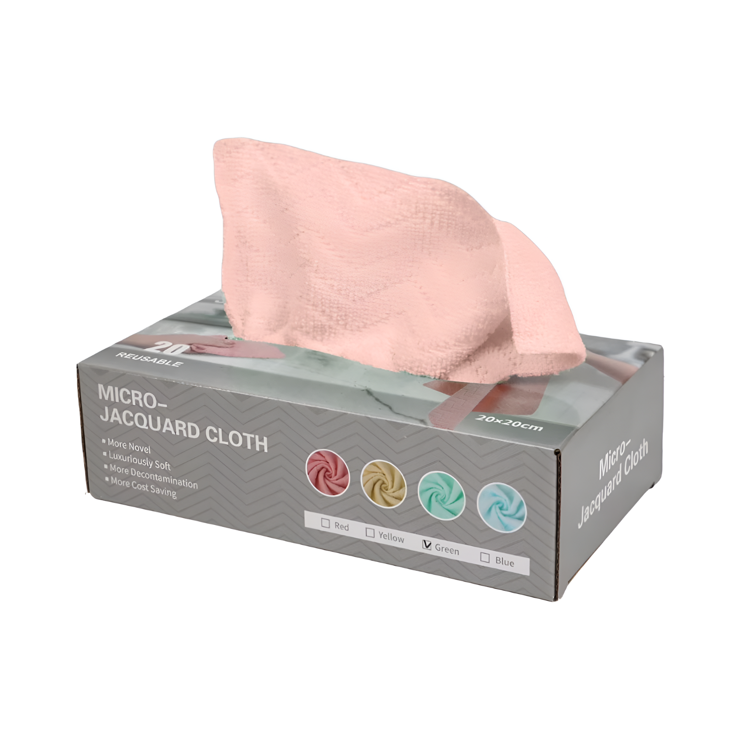 20 Pcs/Box Micro Jacquard Disposable Kitchen Cleaning Cloth, Reusable and Washable Cleaning Wipes Pink