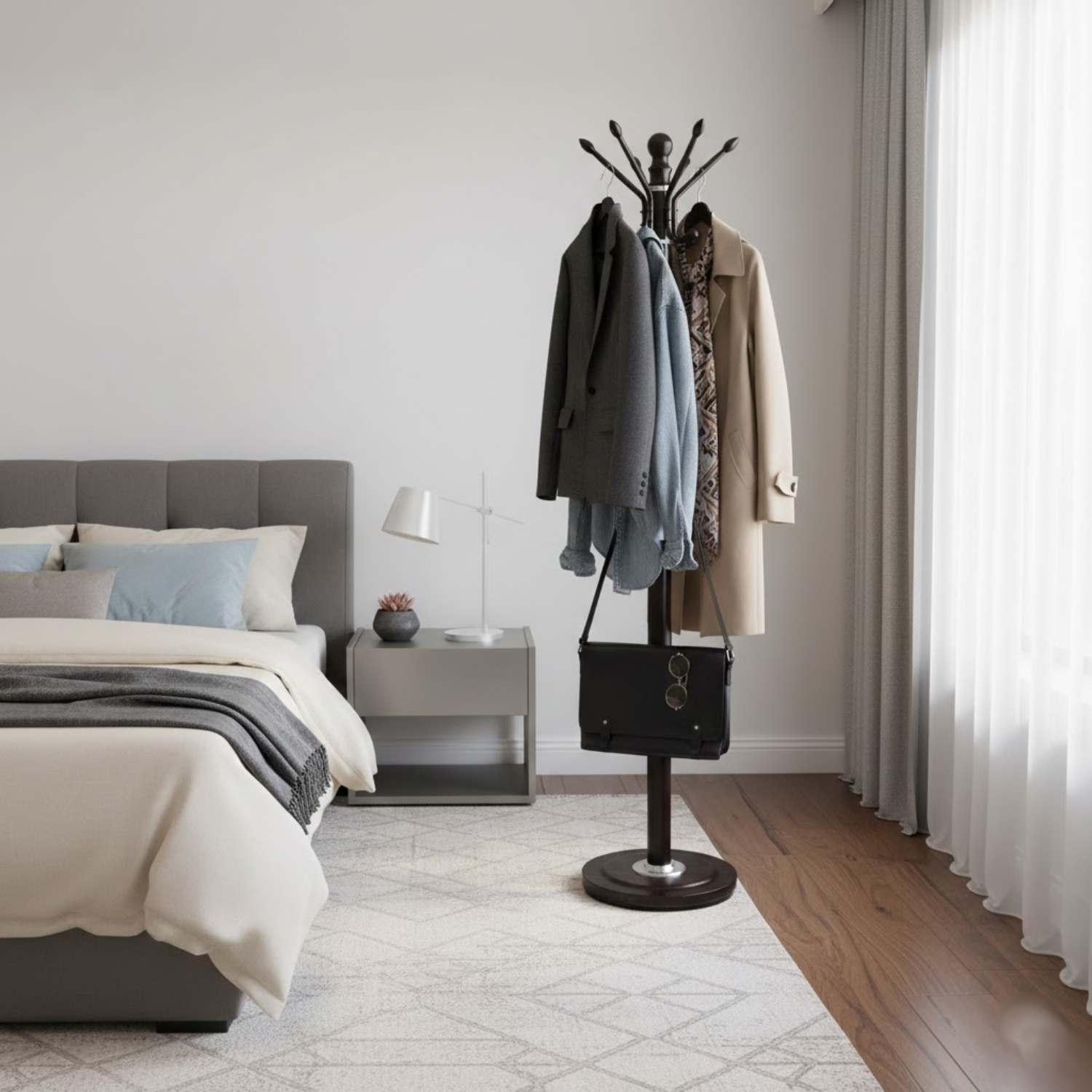 Standing Coat Hanger with Hanging Hooks