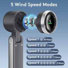 Portable Handheld Mini Fan, USB Rechargeable 5 Speed Personal Folding Fan