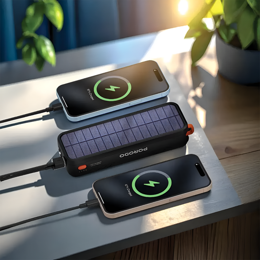 Porodo Solar Powered 20000mAh Power Bank with Multi Mode Flashlight