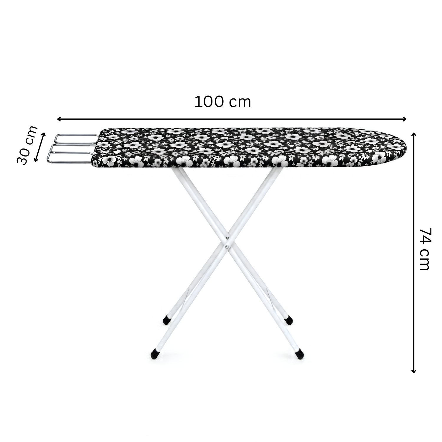 Foldable Space Saving Ironing Board with Iron Rest 100 × 30 x 74 cm