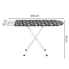 Foldable Space Saving Ironing Board with Iron Rest 100 × 30 x 74 cm