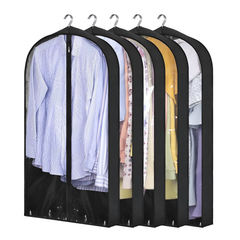 Hanging Garment Bag for Clothes, Dustproof Transparent Cover for Wardrobe Black