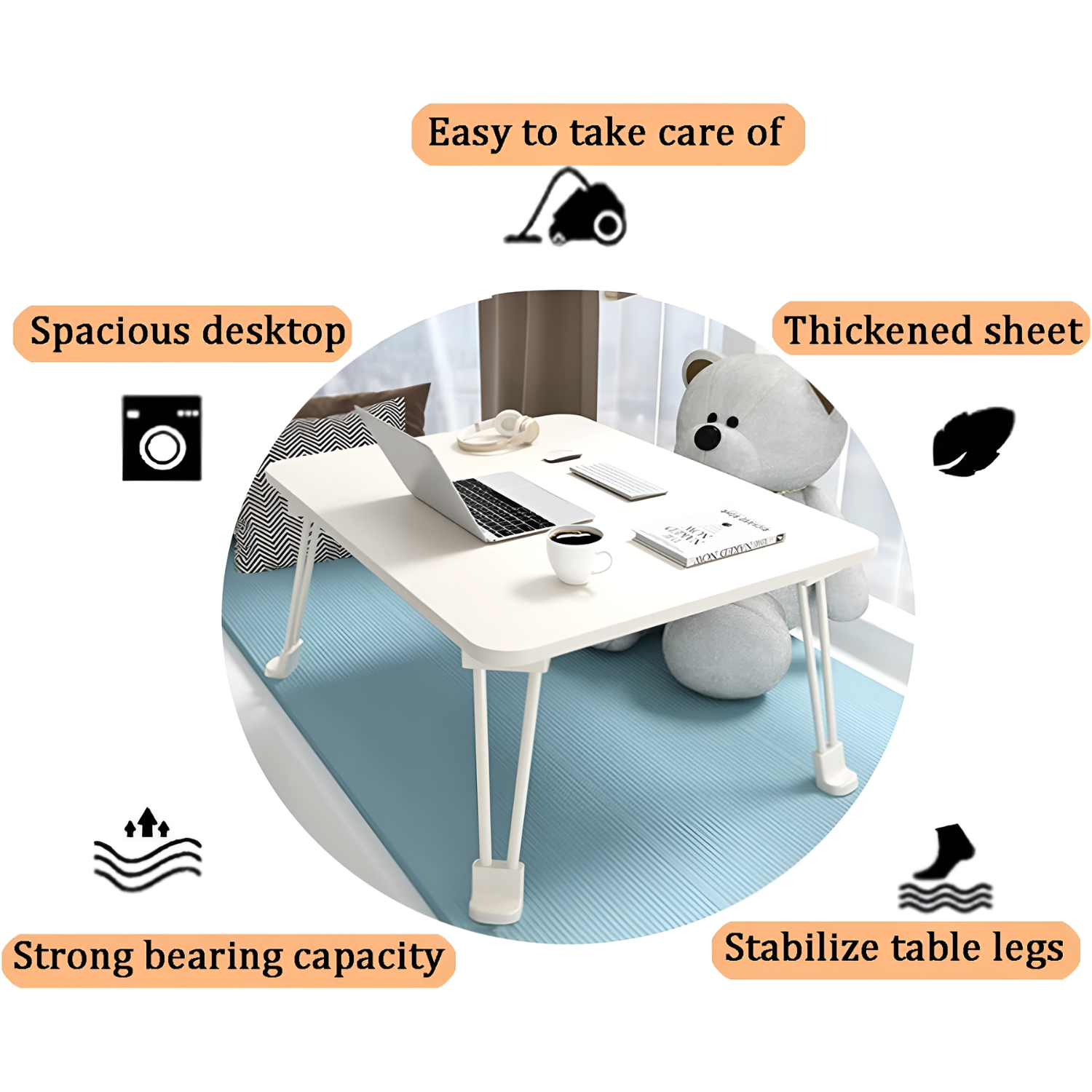 Simple Folding Laptop Table, Portable Study Desk for Bed, Sofa, Reading and Work
