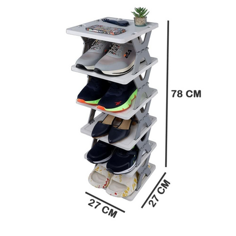 6 Layer Stackable Folding Shoe Rack for Entryway