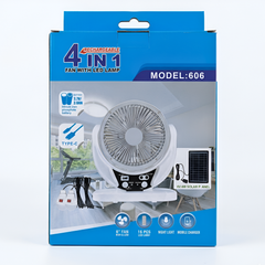 Rechargeable Solar Powered Desk Fan with Extra LED Lighting