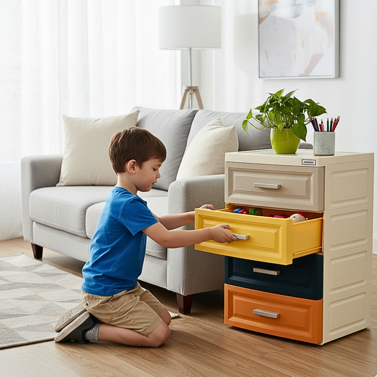 4 Drawers Plastic Storage Organizer Cabinet Shelf