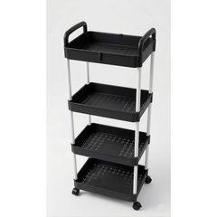 4 Tier Multipurpose Kitchen Trolley Rack with Wheels Black