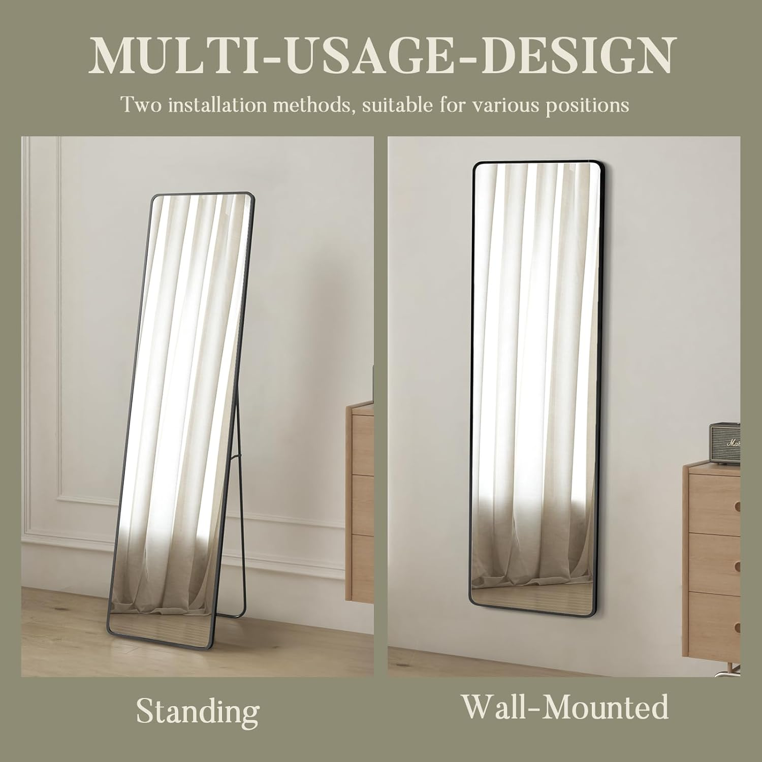 Rectangular Floor Standing Mirror with Stand