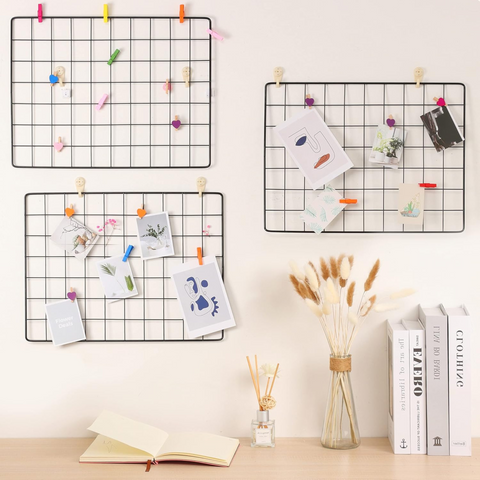 DIY Wire Wall Grid Panel, Hanging Wall Decor Collage Memo Pin Board