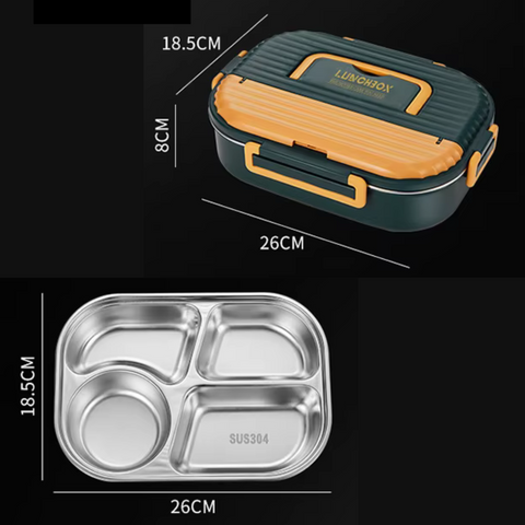 Portable Leakproof Stainless Steel Four Grid Lunch Box