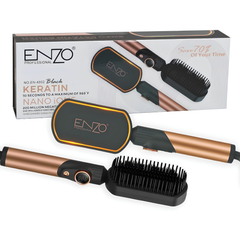 Enzo Professional EN-4002 Keratin Nano Ions Hair Straightener Brush Black