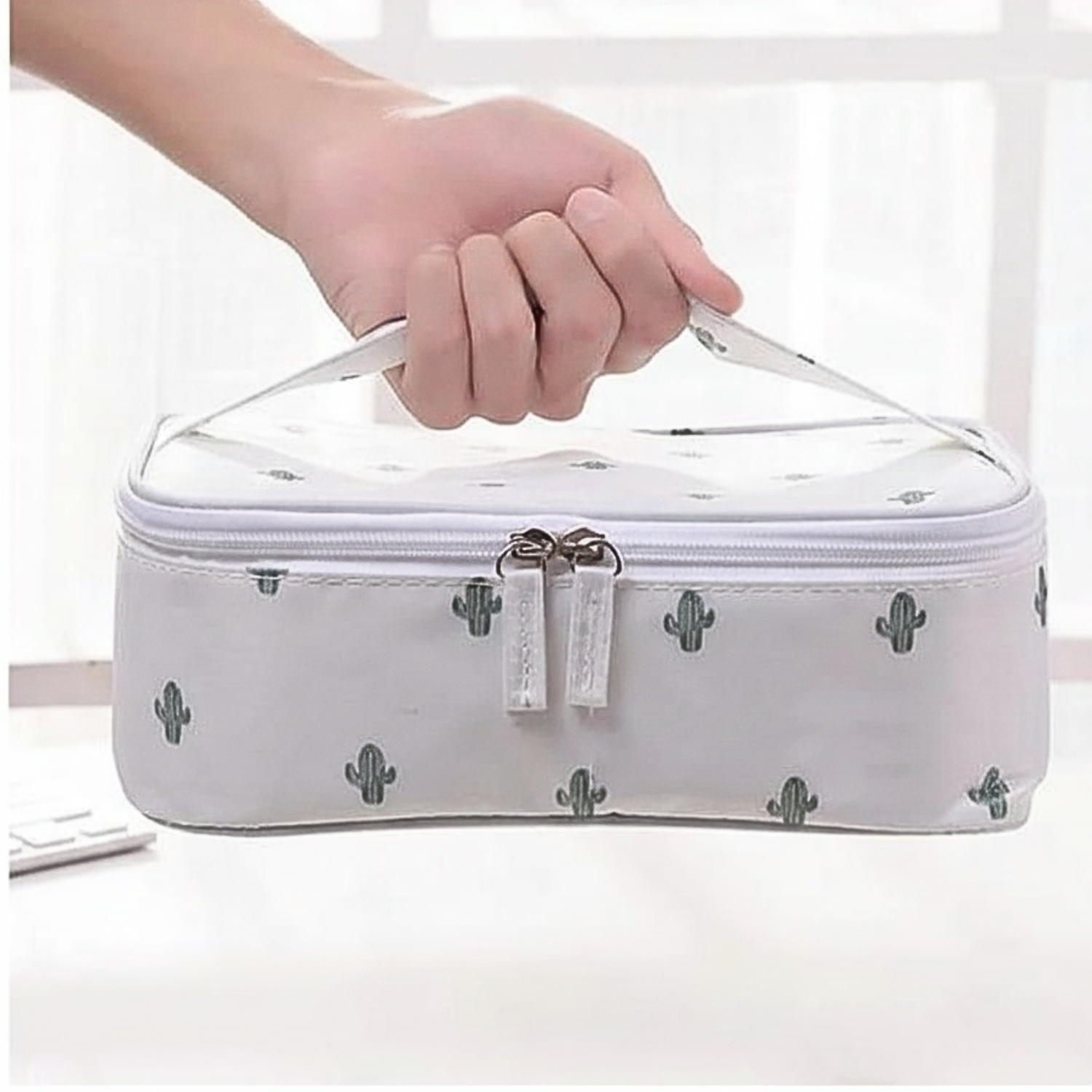 Women's Travel Cosmetics and Makeup Organizer Zipper Bag with Partitions