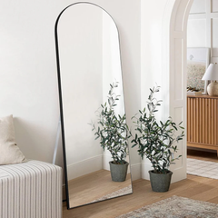 Full Length Life Size Floor Free-standing Arched Metal Frame Mirror