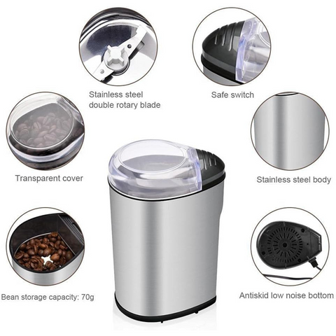 160W Stainless Steel Coffee Grinder