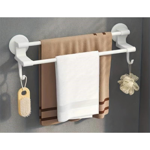 Wall Mounted Space Saving Towel Rack for Bathroom with Hooks