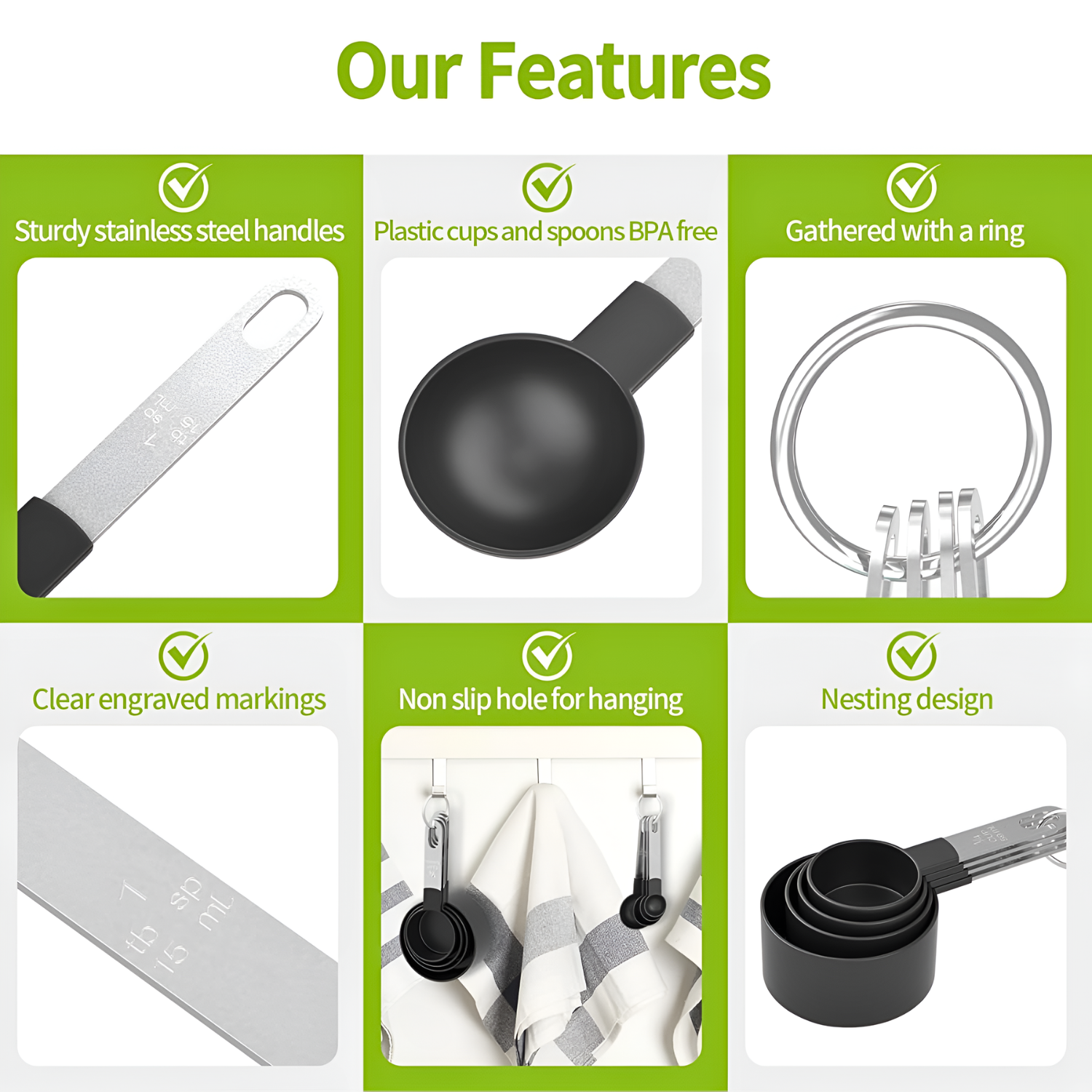 Measuring Cups and Spoons Set, Kitchen Baking Tools, Cake Making Accessories