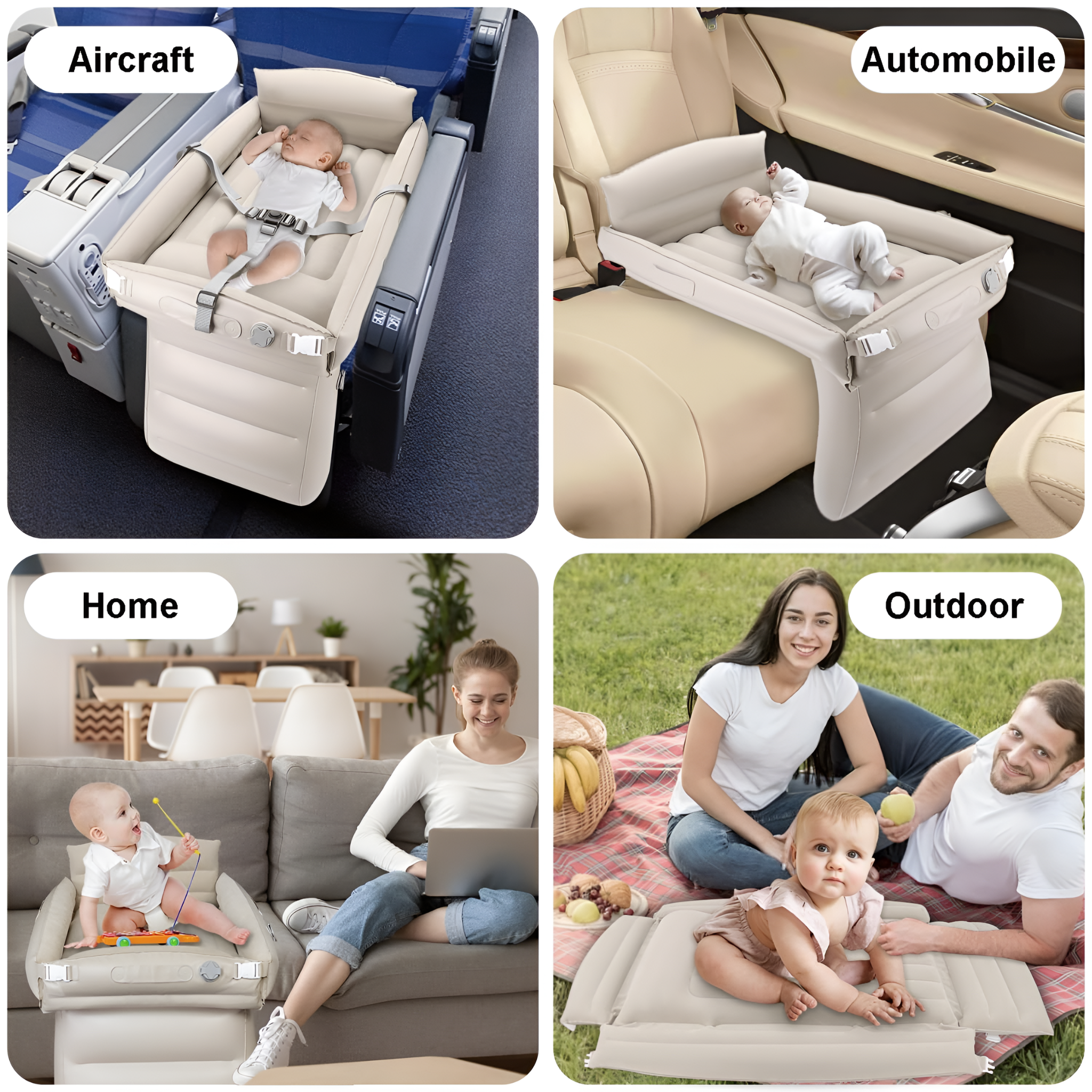 Green Lion Inflatable Toddler Travel Bed, Portable Baby Bed for Car