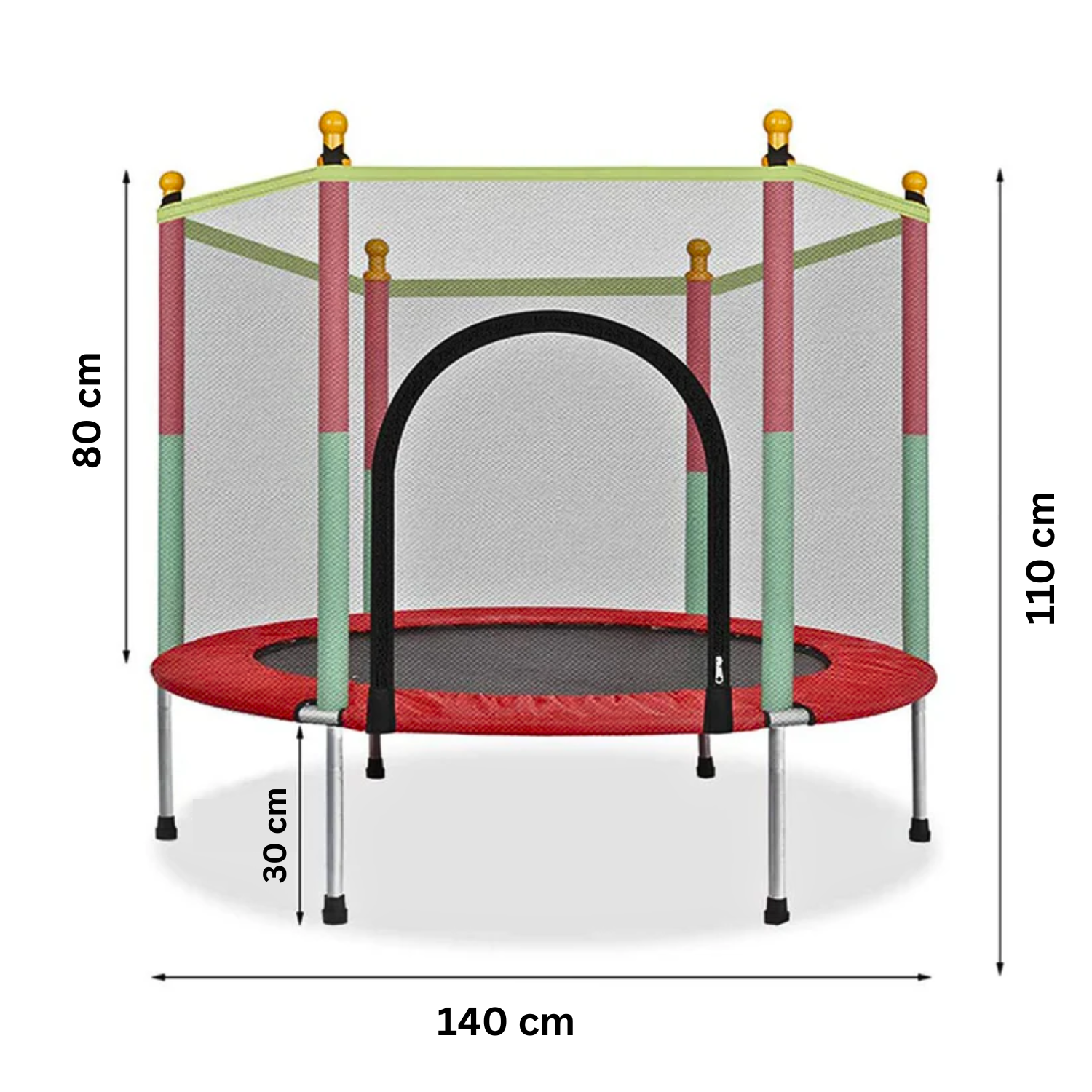 Kids Jumping Trampoline with Safety Enclosure Net for Indoor Outdoor Play