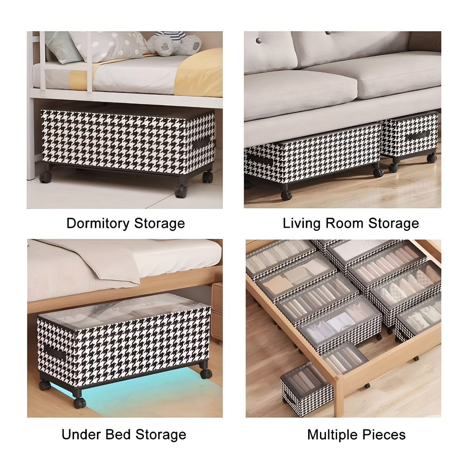 Under Bed Storage Box with Wheels and Lid for Home Organization Use